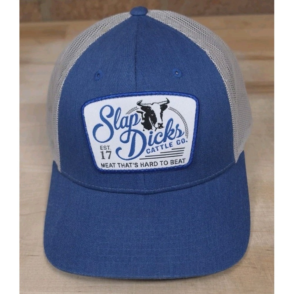 Richardson Slap Dicks Cattle Co Meat Hard To Beat Trucker Hat Blue Snapback